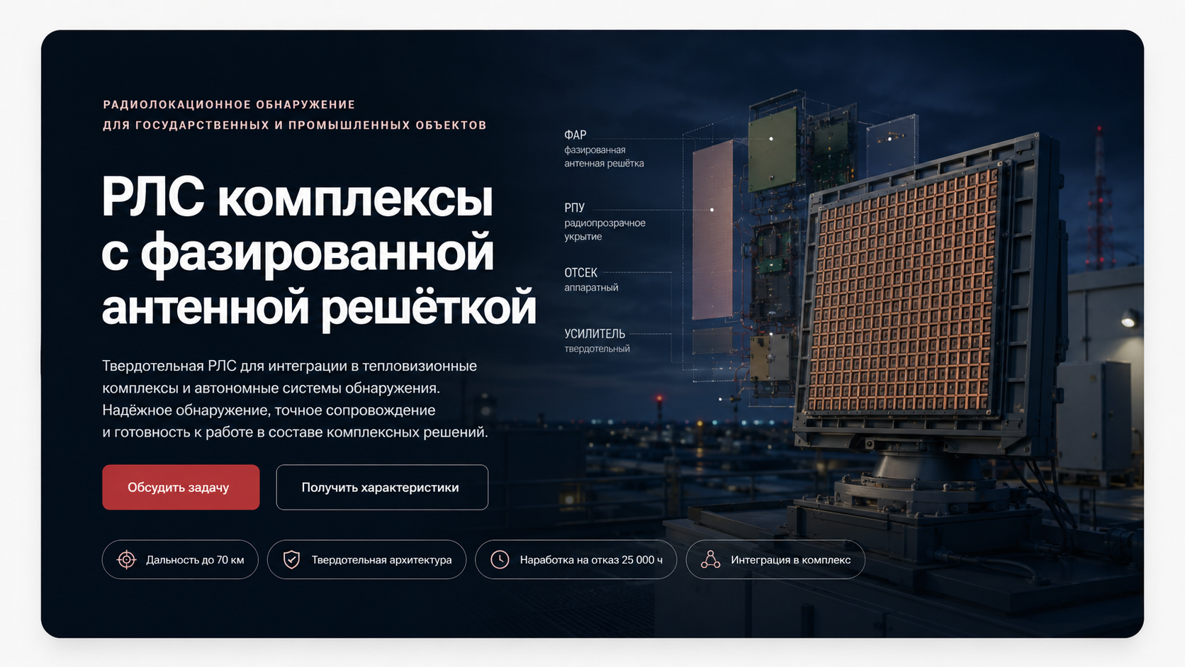 РЛС с фазированной антенной решёткой для дальнего обнаружения целей